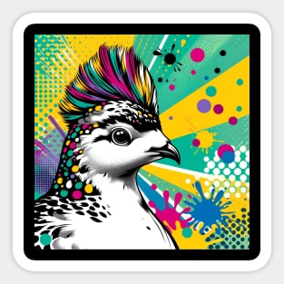 Pop Art Ptarmigan - Alpine Avian Fashion Statement Sticker